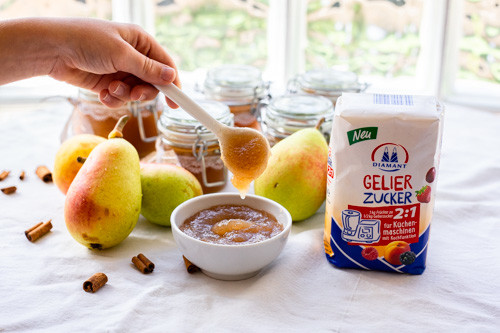 Thermomix Birnenmarmelade mit Gelierzucker für Küchenmaschinen mit Kochfunktion von Diamant Zucker