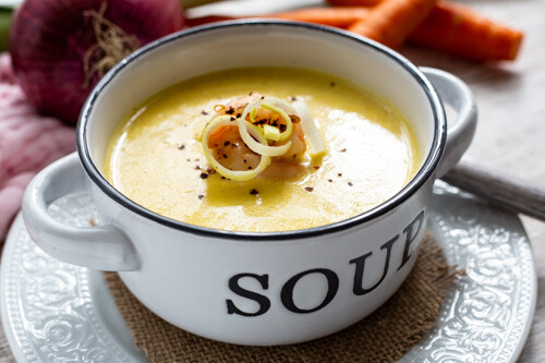 Thermomix Senfsuppe mit Garnelen
