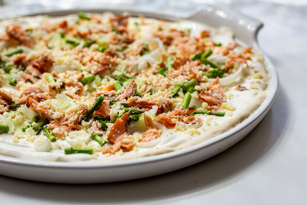 Pampered Chef White Lady Lachs-Flammkuchen roh
