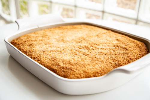 Pampered Chef Bäker Kokos-Buttermilch-Kuchen fertig gebacken