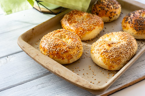 Pampered Chef Bagels nach dem Backen auf dem Ofenzauberer