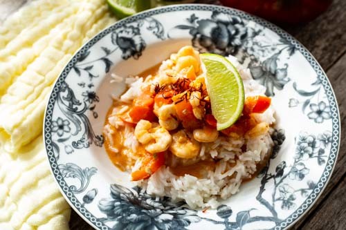 Thermomix Garnelen-Curry mit Paprika und Limette von oben