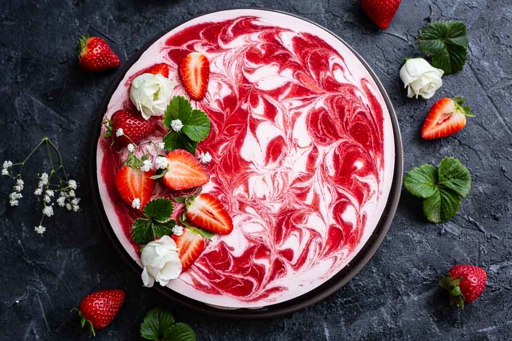 Thermomix Erdbeer-Quark-Kuchen von oben