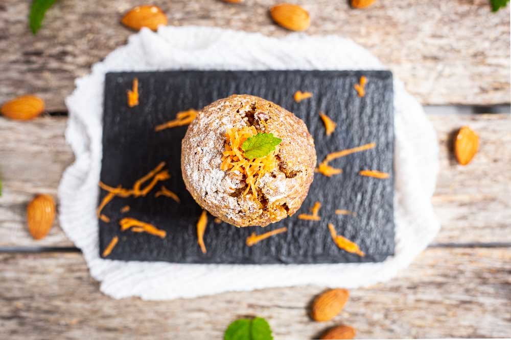 Veganer Möhren-Muffin von oben