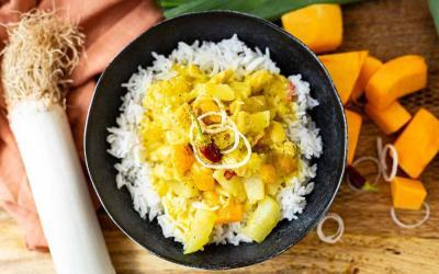 Kürbis-Kohlrabi-Curry mit Pute im Thermomix