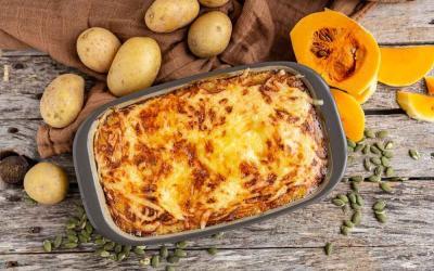 Kürbis-Kartoffel-Gratin mit Thermomix und Ofenhexe