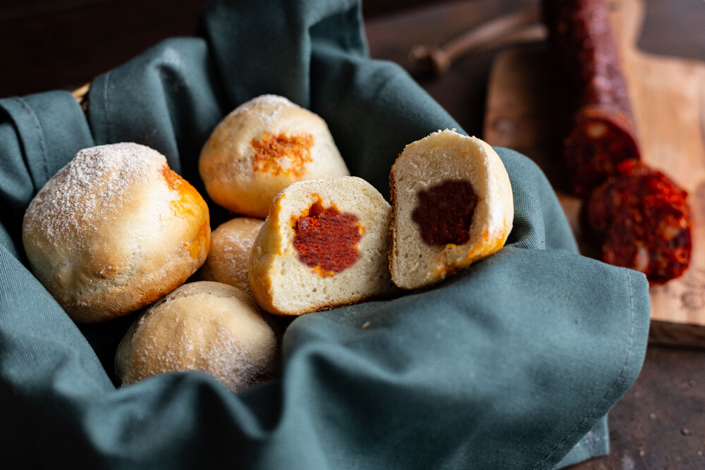Thermomix angeschnittenes Chorizo-Brötchen