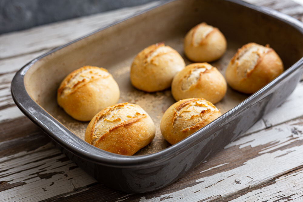 Pampered Chef Frühstücksbrötchen in der Ofenhexe nach dem Backen